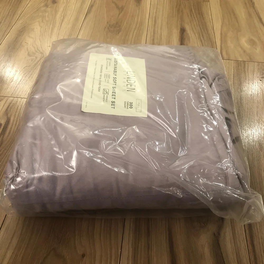 Linden Street 300 Thread Count Sustainably Soft Full Sheet Set, Sterling Mauve